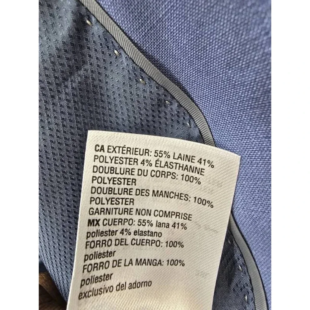 Bar III Slim-Fit Wool Blend Suit Jacket Men's 38L Light Blue Pockets Long Sleeve